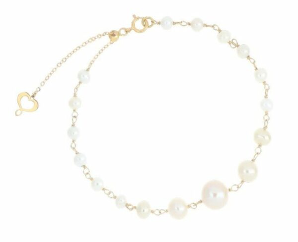 BRACCIALE MAMAN ET SOPHIE AVRVM ONDA BIANCA IN ORO GIALLO CON PERLE BIANCHE