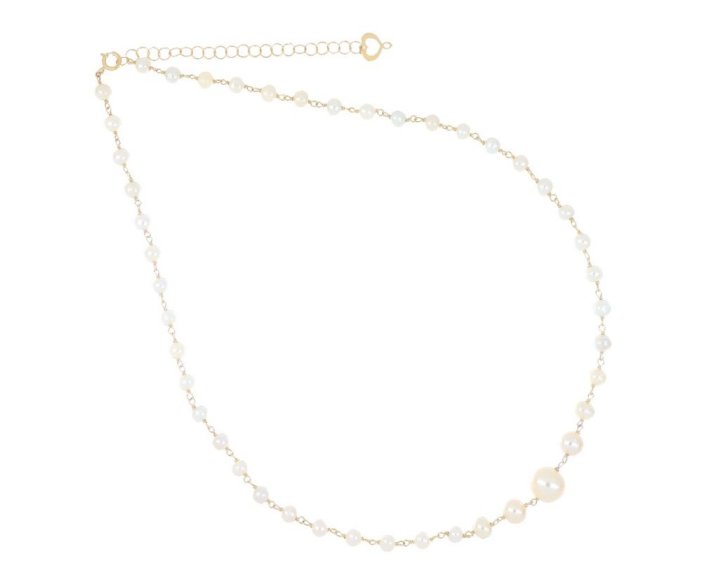 COLLANA MAMAN ET SOPHIE AVRVM ONDA BIANCA IN ORO GIALLO CON PERLE BIANCHE