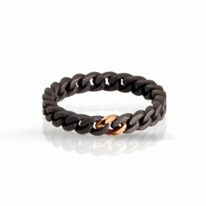 ANELLO DA UOMO MANO JEWELS GROUMETTE COLLECTION IN TITANIO E ORO ROSA 9 KT