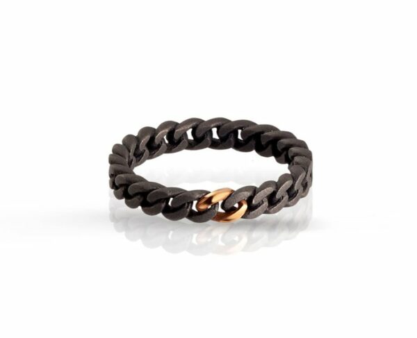 ANELLO DA UOMO MANO JEWELS GROUMETTE COLLECTION IN TITANIO E ORO ROSA 9 KT