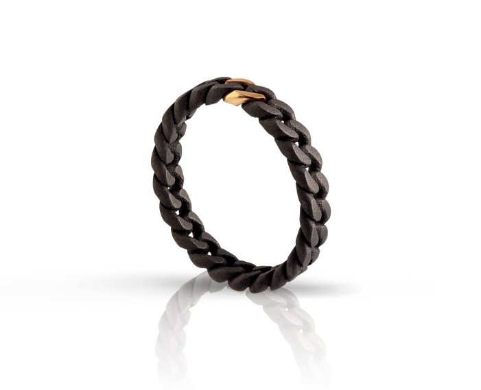 ANELLO DA UOMO MANO JEWELS GROUMETTE COLLECTION IN TITANIO E ORO ROSA 9 KT - immagine 2