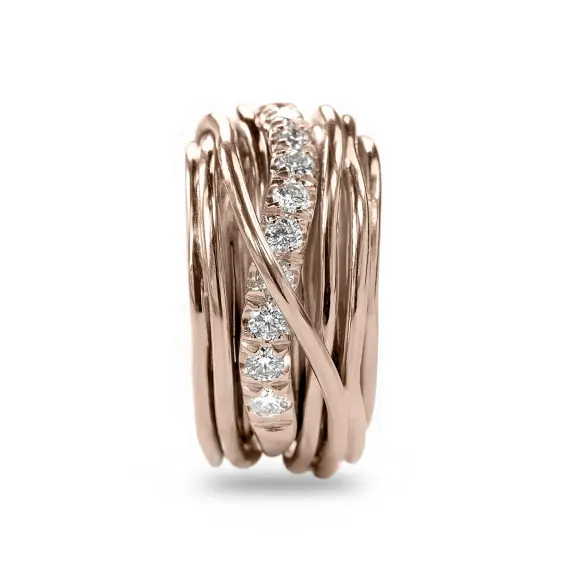 ANELLO RUBINIA FILODELLAVITA CARATO COLLECTION 13 FILI IN ORO ROSA 9KT E DIAMANTI BIANCHI (ct. 1,00) - immagine 2