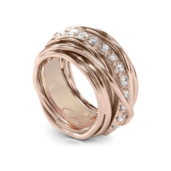 ANELLO RUBINIA FILODELLAVITA CARATO COLLECTION 13 FILI IN ORO ROSA 9KT E DIAMANTI BIANCHI (ct. 1,00)