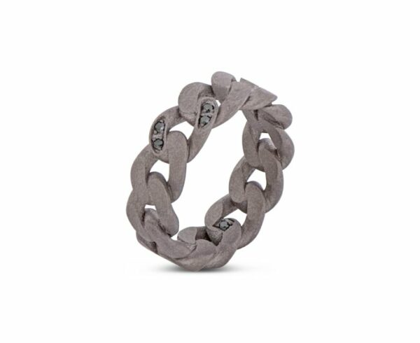ANELLO DA UOMO MANO JEWELS GROUMETTE COLLECTION IN TITANIO E DIAMANTI BLACK (ct. 0,05)
