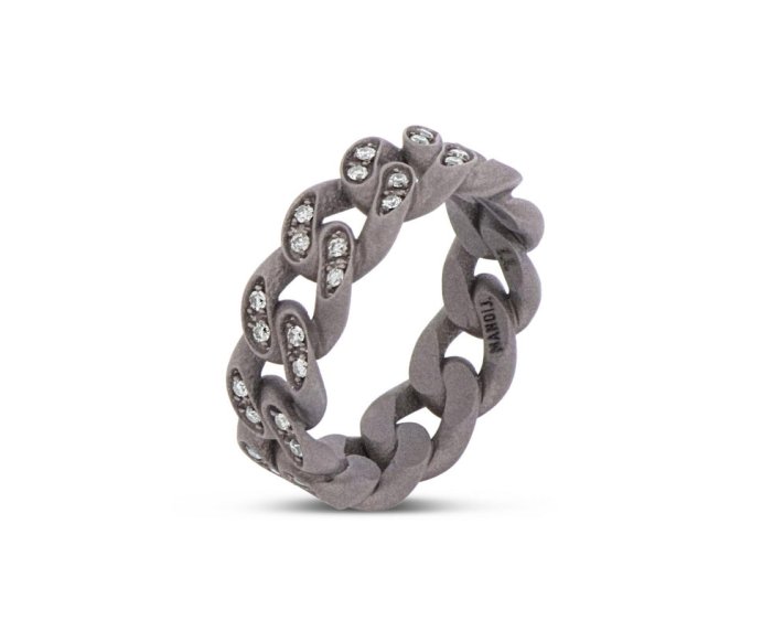 ANELLO DA UOMO MANO JEWELS GROUMETTE COLLECTION IN TITANIO E DIAMANTI BROWN (ct. 0,49)