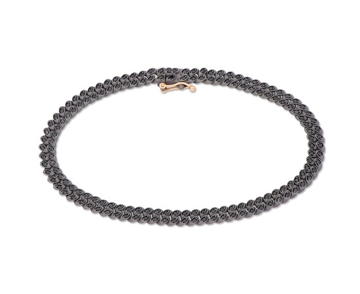 BRACCIALE DA UOMO MANO JEWELS GROUMETTE COLLECTION IN TITANIO, ORO ROSA 18 KT E DIAMANTI BLACK ( ct. 1,48 )