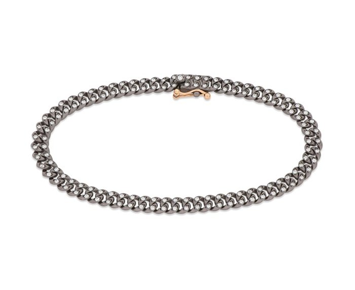 BRACCIALE DA UOMO MANO JEWELS GROUMETTE COLLECTION IN TITANIO, ORO ROSA 18 KT E DIAMANTI WHITE ( ct. 1,48 )