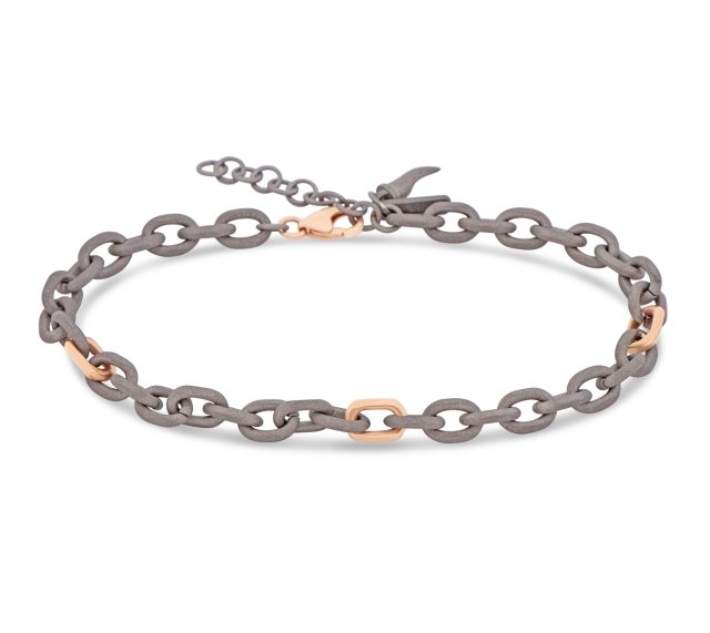 BRACCIALE DA UOMO MANO JEWELS MINIMAL COLLECTION IN TITANIO E ORO ROSA 9 KT