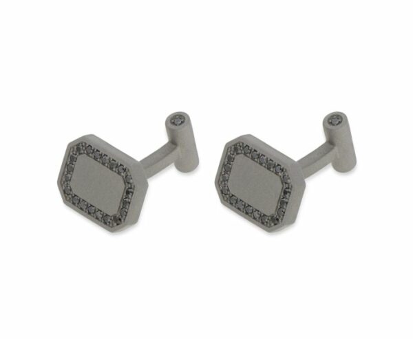 GEMELLI DA UOMO MANO JEWELS MINIMAL COLLECTION IN TITANIO E DIAMANTI BLACK (ct. 0,56)