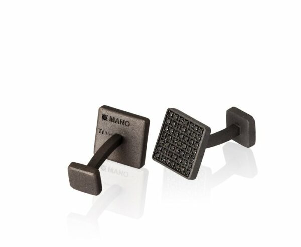 GEMELLI DA UOMO MANO JEWELS MINIMAL COLLECTION IN TITANIO E DIAMANTI BLACK (ct. 0,98) - immagine 2