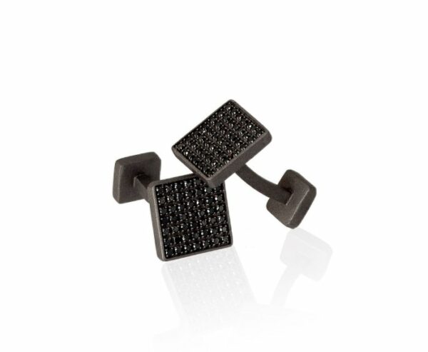 GEMELLI DA UOMO MANO JEWELS MINIMAL COLLECTION IN TITANIO E DIAMANTI BLACK (ct. 0,98)