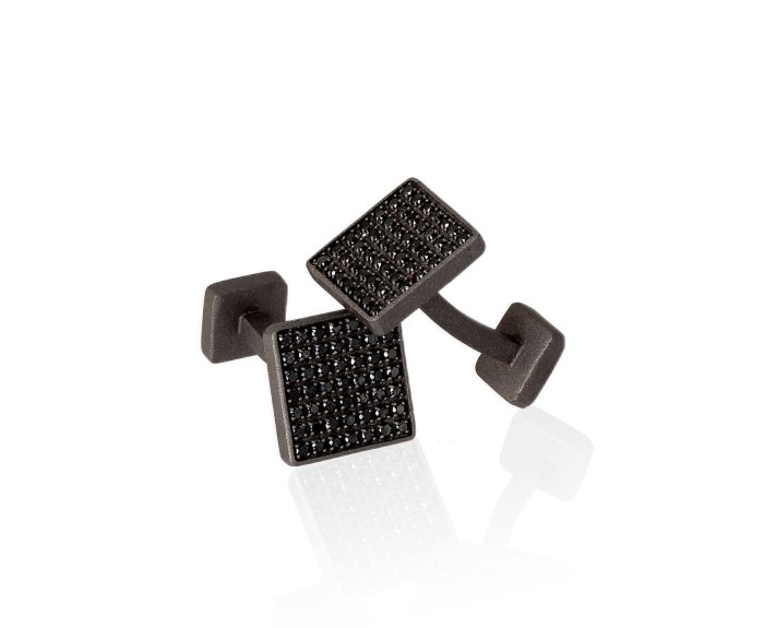 GEMELLI DA UOMO MANO JEWELS MINIMAL COLLECTION IN TITANIO E DIAMANTI BLACK (ct. 0,98)