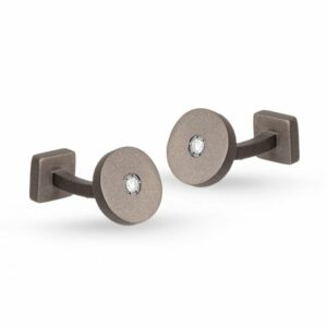 GEMELLI DA UOMO MANO JEWELS MINIMAL COLLECTION IN TITANIO E DIAMANTI WHITE (ct. 0,10)