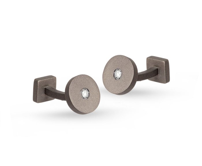 GEMELLI DA UOMO MANO JEWELS MINIMAL COLLECTION IN TITANIO E DIAMANTI WHITE (ct. 0,10)
