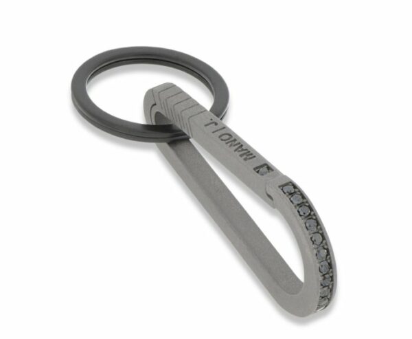 PORTACHIAVI DA UOMO MANO JEWELS MINIMAL COLLECTION MOSCHETTONE IN TITANIO E DIAMANTI BLACK (ct. 0,60)