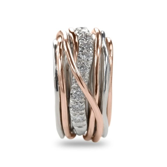ANELLO RUBINIA FILODELLAVITA CARATO COLLECTION 13 FILI IN ORO ROSA 9KT ARGENTO 925 E DIAMANTI BIANCHI (ct. 1,00) - immagine 2