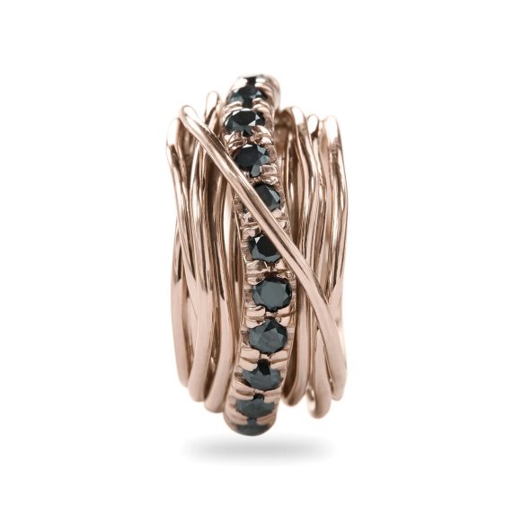 ANELLO RUBINIA FILODELLAVITA CARATO COLLECTION 13 FILI IN ORO ROSA 9KT E DIAMANTI BLACK (ct. 1,00) - immagine 2