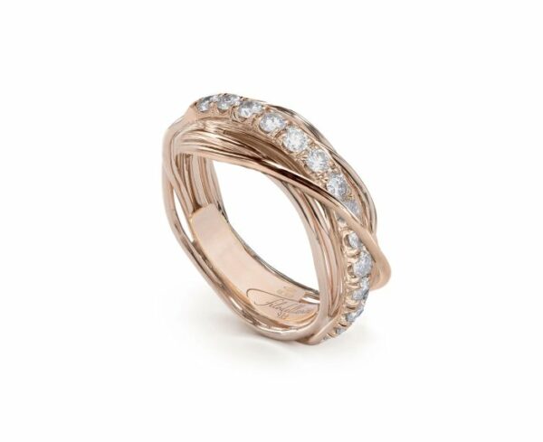ANELLO RUBINIA FILODELLAVITA PREZIOSO COLLECTION 7 FILI IN ORO ROSA 9KT E DIAMANTI BIANCHI (ct. 0,80)