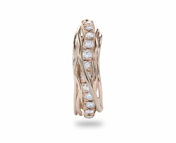 ANELLO RUBINIA FILODELLAVITA PREZIOSO COLLECTION 7 FILI IN ORO ROSA 9KT E DIAMANTI BIANCHI (ct. 0,80) - immagine 2