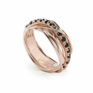 ANELLO RUBINIA FILODELLAVITA PREZIOSO COLLECTION 7 FILI IN ORO ROSA 9KT E DIAMANTI BLACK (ct. 0,80)