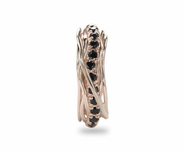 ANELLO RUBINIA FILODELLAVITA PREZIOSO COLLECTION 7 FILI IN ORO ROSA 9KT E DIAMANTI BLACK (ct. 0,80) - immagine 2