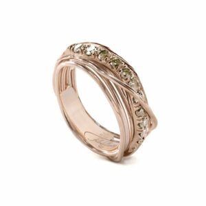 ANELLO RUBINIA FILODELLAVITA PREZIOSO COLLECTION 7 FILI IN ORO ROSA 9KT E DIAMANTI BROWN (ct. 0,80)
