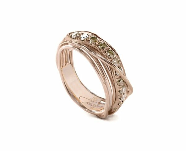 ANELLO RUBINIA FILODELLAVITA PREZIOSO COLLECTION 7 FILI IN ORO ROSA 9KT E DIAMANTI BROWN (ct. 0,80)
