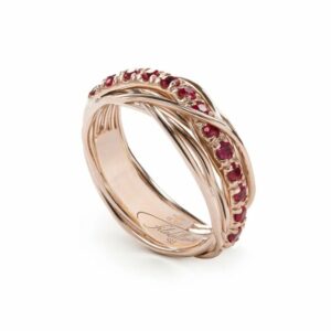 ANELLO RUBINIA FILODELLAVITA PREZIOSO COLLECTION 7 FILI IN ORO ROSA 9KT E RUBINI (ct. 0,99)