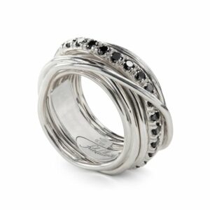 ANELLO RUBINIA FILODELLAVITA ROCK COLLECTION 13 FILI IN ARGENTO 925 E DIAMANTI BLACK (ct. 0,80)