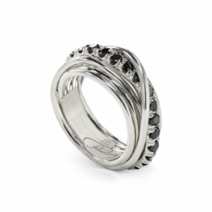 ANELLO RUBINIA FILODELLAVITA ROCK COLLECTION 7 FILI IN ARGENTO 925 E DIAMANTI BLACK (ct. 0,80)