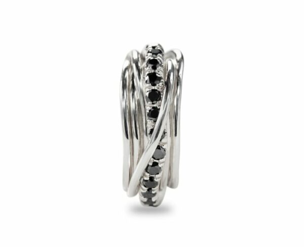 ANELLO RUBINIA FILODELLAVITA ROCK COLLECTION 7 FILI IN ARGENTO 925 E DIAMANTI BLACK (ct. 0,80) - immagine 2