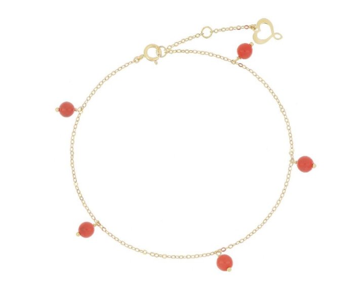 BRACCIALE MAMAN ET SOPHIE AVRVM PIETRE AVRVM IN ORO GIALLO CON SFERE DI CORALLO