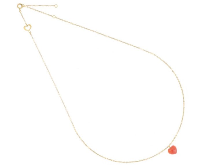 COLLANA MAMAN ET SOPHIE AVRVM CUORE DI CORALLO IN ORO GIALLO CON CUORE DI CORALLO