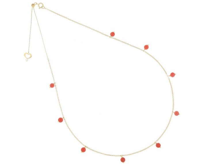 COLLANA MAMAN ET SOPHIE AVRVM PIETRE AVRVM IN ORO GIALLO CON SFERE DI CORALLO