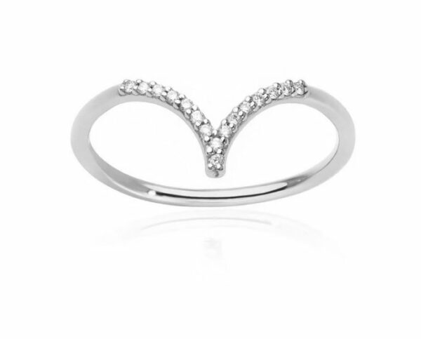 ANELLO BURATO GIOIELLI CHEVRON WHITE IN ORO BIANCO CON DIAMANTI (ct. 0,07)
