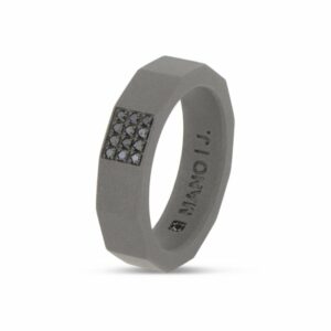 ANELLO DA UOMO MANO JEWELS MINIMAL COLLECTION IN TITANIO E DIAMANTI BLACK (ct. 0,15)