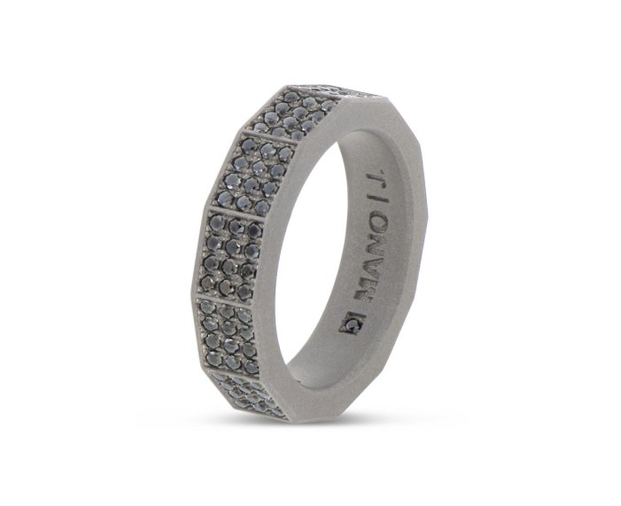 ANELLO DA UOMO MANO JEWELS MINIMAL COLLECTION IN TITANIO E DIAMANTI BLACK (ct. 1,73)