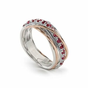 ANELLO RUBINIA FILODELLAVITA PREZIOSO COLLECTION 7 FILI IN ORO ROSA 9KT ARGENTO 925 E RUBINI (ct. 0,99)