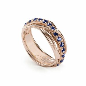 ANELLO RUBINIA FILODELLAVITA PREZIOSO COLLECTION 7 FILI IN ORO ROSA 9KT E ZAFFIRI (ct. 0,99)