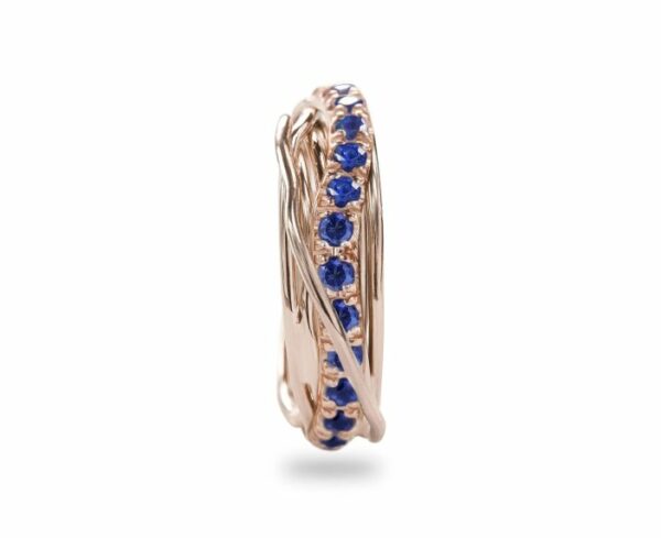 ANELLO RUBINIA FILODELLAVITA PREZIOSO COLLECTION 7 FILI IN ORO ROSA 9KT E ZAFFIRI (ct. 0,99) - immagine 2