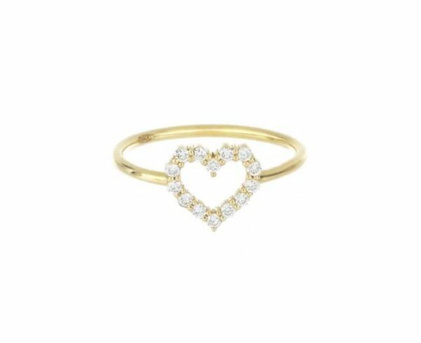 ANELLO MAMAN ET SOPHIE AVRVM BRILLANDO IN ORO GIALLO CON CUORE DI DIAMANTI (ct. 0,14)