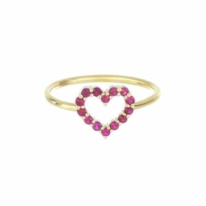 ANELLO MAMAN ET SOPHIE AVRVM BRILLANDO IN ORO GIALLO CON CUORE DI RUBINI
