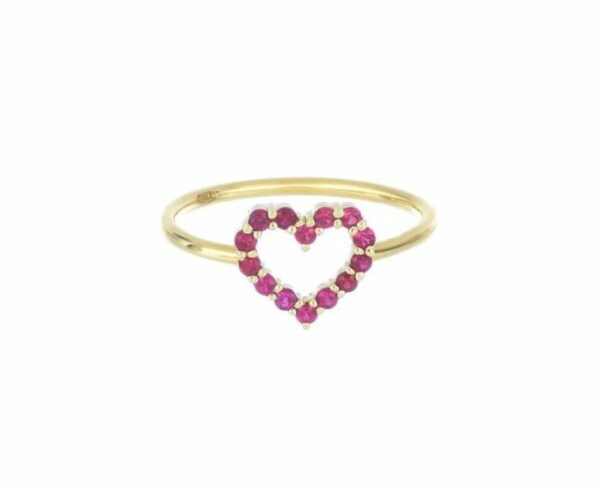 ANELLO MAMAN ET SOPHIE AVRVM BRILLANDO IN ORO GIALLO CON CUORE DI RUBINI