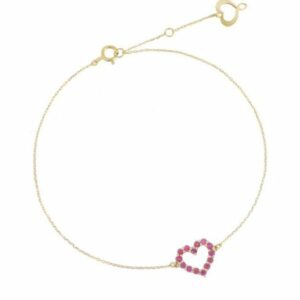 BRACCIALE MAMAN ET SOPHIE AVRVM BRILLANDO IN ORO GIALLO CON CUORE DI RUBINI