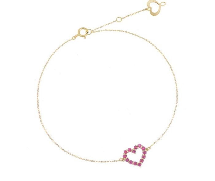 BRACCIALE MAMAN ET SOPHIE AVRVM BRILLANDO IN ORO GIALLO CON CUORE DI RUBINI