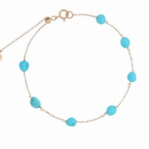BRACCIALE MAMAN ET SOPHIE AVRVM PIETRE AVRVM IN ORO ROSA CON TURCHESE