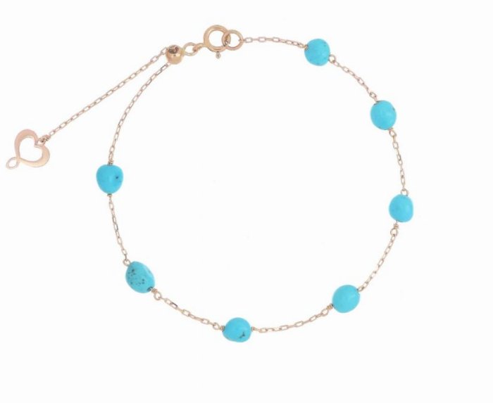 BRACCIALE MAMAN ET SOPHIE AVRVM PIETRE AVRVM IN ORO ROSA CON TURCHESE