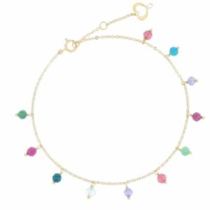 BRACCIALE MAMAN ET SOPHIE AVRVM PIETRE PENDENTI IN ORO GIALLO CON SMERALDO, RUBINO, APATITE, ACQUAMARINA, TANZANITE E TORMALINA ROSA