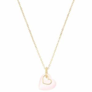 COLLANA MAMAN ET SOPHIE AVRVM BATTITO IN ORO GIALLO CON CUORE DI GIADA ROSA