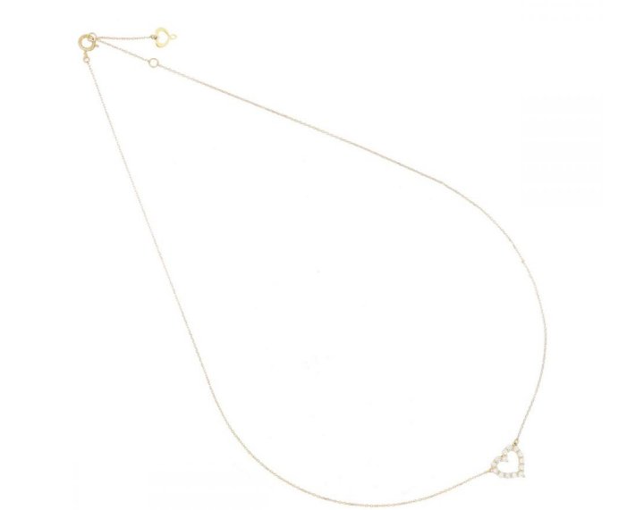 COLLANA MAMAN ET SOPHIE AVRVM BRILLANDO IN ORO GIALLO CON CUORE DI DIAMANTI (ct. 0,14)